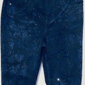 DG2 Classic Strech Midnight Blue pattern and bedazzled skinny jeans